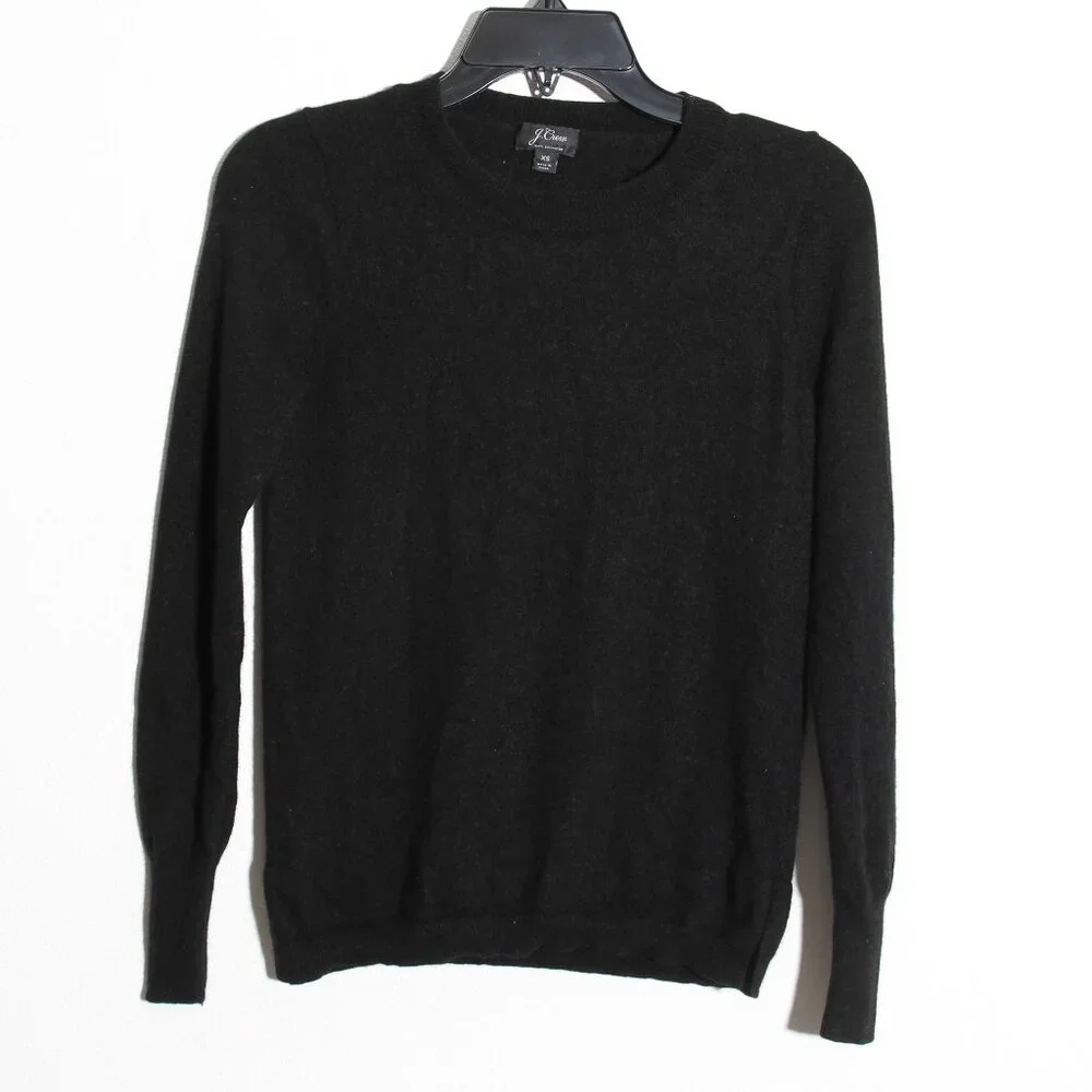 J. Crew 100% Cashmere Slim-Fit Crewneck Sweater Black Size XS